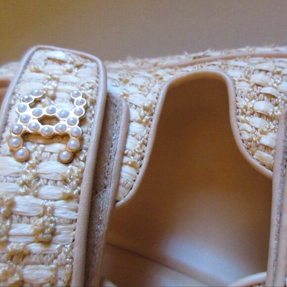 Chanel Tweed/Straw/Rattan Dad Sandals - Picture 4 of 11
